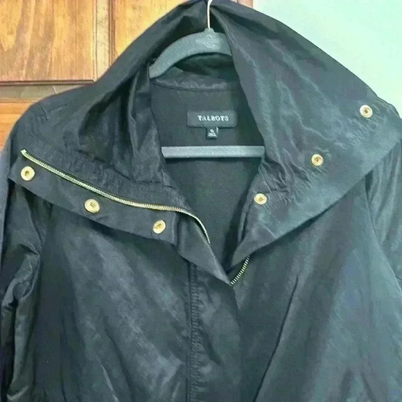 Talbots Black Jacket Zipper & Snaps 2 Zip Pockets Size M - Picture 2 of 15